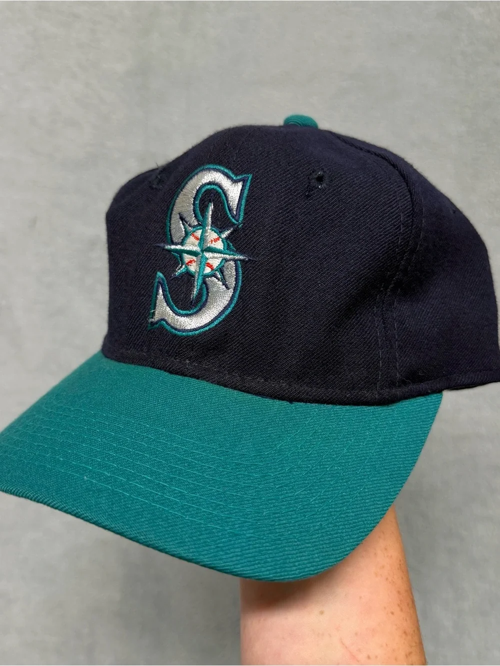 VTG 90s Seattle Mariners Sports Specialties Plain Logo Hat Wool Blend 6 7/8